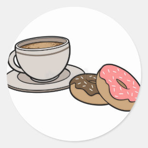 Coffee and Doughnuts logo! Classic Round Sticker
