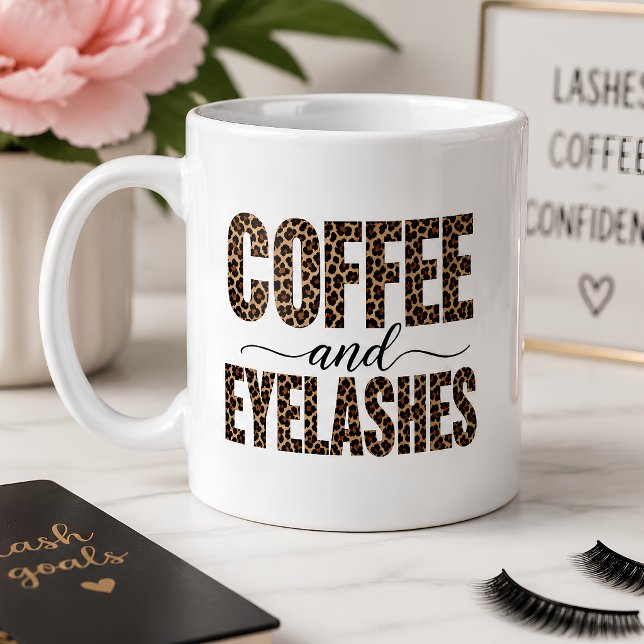 Coffee and Eyelashes Leopard Print Lash Artist Mug (Creator Uploaded)