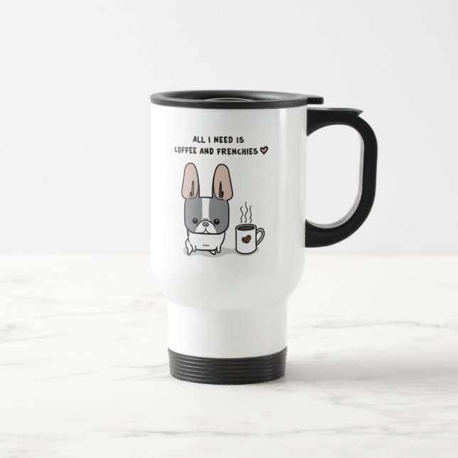 Coffee and Frenchies Coffee Mug - Blue Pied 2 (Right)
