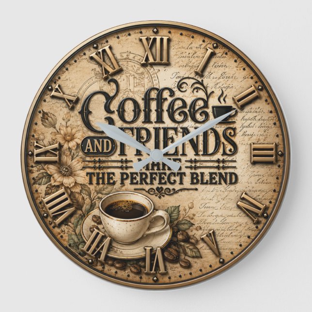 Coffee and Friends  Large Clock (Front)