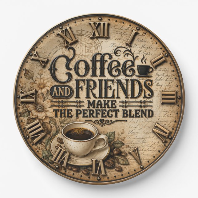 Coffee and Friends  Paper Plate (Front)