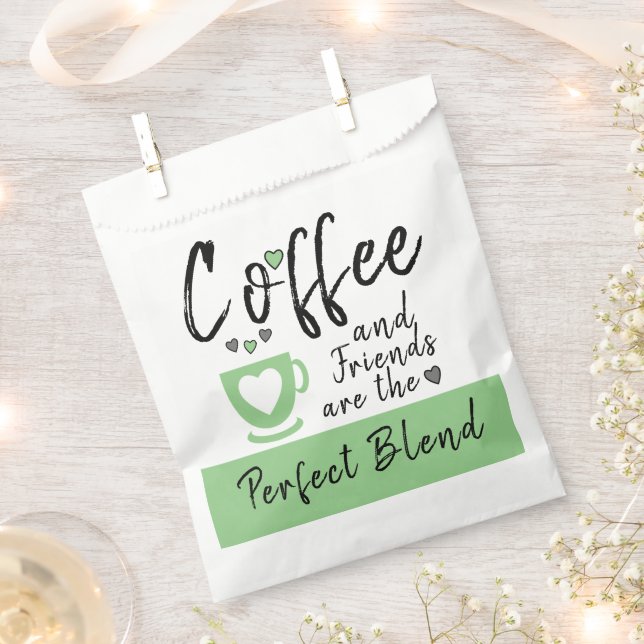 Coffee and Friends perfect blend white green Favour Bags (Clipped)