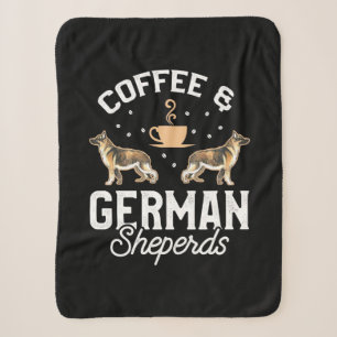 Coffee And German Shepherd Sherpa Blanket