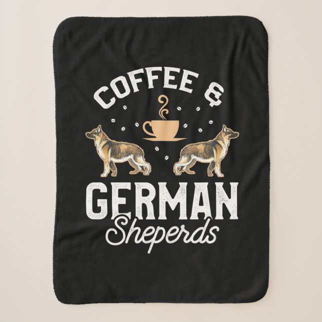 Coffee And German Shepherd Sherpa Blanket (Front)