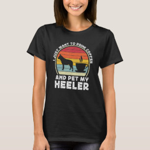 Coffee And Heeler Dog For Women Men Blue Australia T-Shirt