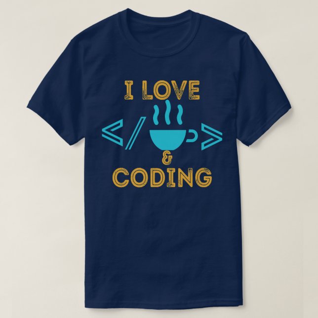 Coffee and HTML Coding Web Developer T-Shirt (Design Front)