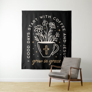 Coffee and Jesus quotes dark academia aesthetic Tapestry