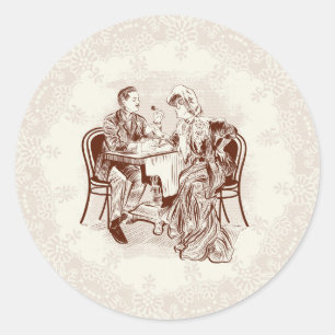 coffee and love classic round sticker