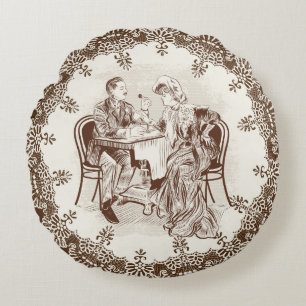 coffee and love round cushion