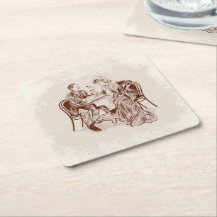 coffee and love square paper coaster