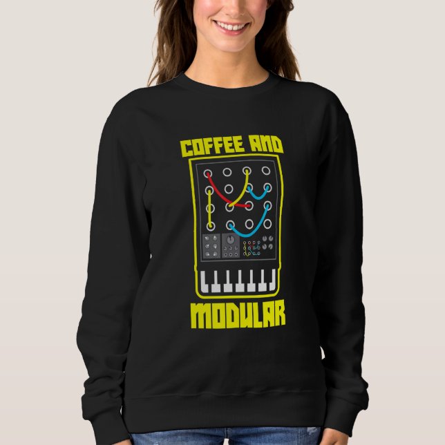 Coffee And Modular Life Wellenform Synth Nerd Synt Sweatshirt (Front)