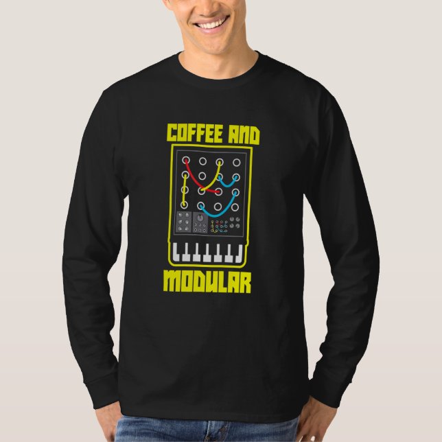 Coffee And Modular Life Wellenform Synth Nerd Synt T-Shirt (Front)