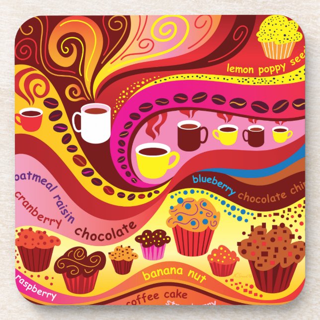 Coffee and Muffins Pattern Coaster (Front)