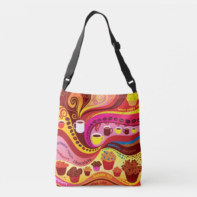 Coffee and Muffins Pattern Crossbody Bag (Back)