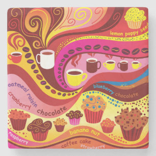 Coffee and Muffins Pattern Stone Coaster