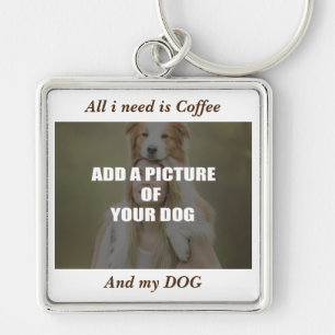 Coffee and my Dog Throw Pillow Key Ring