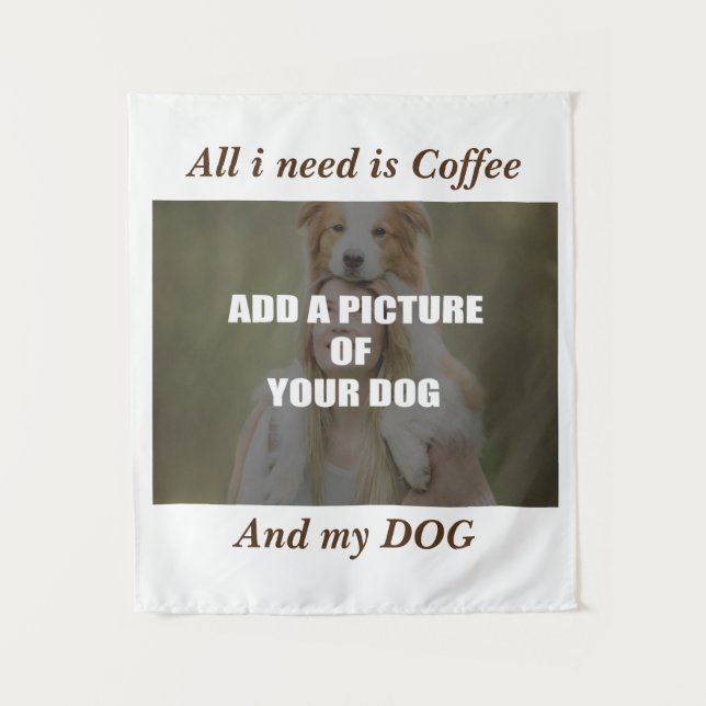 Coffee and my Dog Throw Pillow Tapestry (Front)