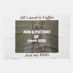Coffee and my Dog Throw Pillow Tea Towel