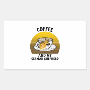 Coffee and my German Shepherd Retro vintage sunset Rectangular Sticker