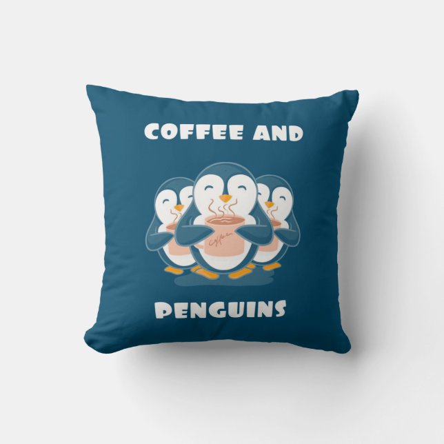 Coffee And Penguins Cushion (Front)