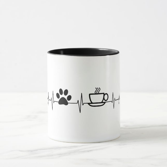 Coffee and Pet Lover EKG Mug (Center)