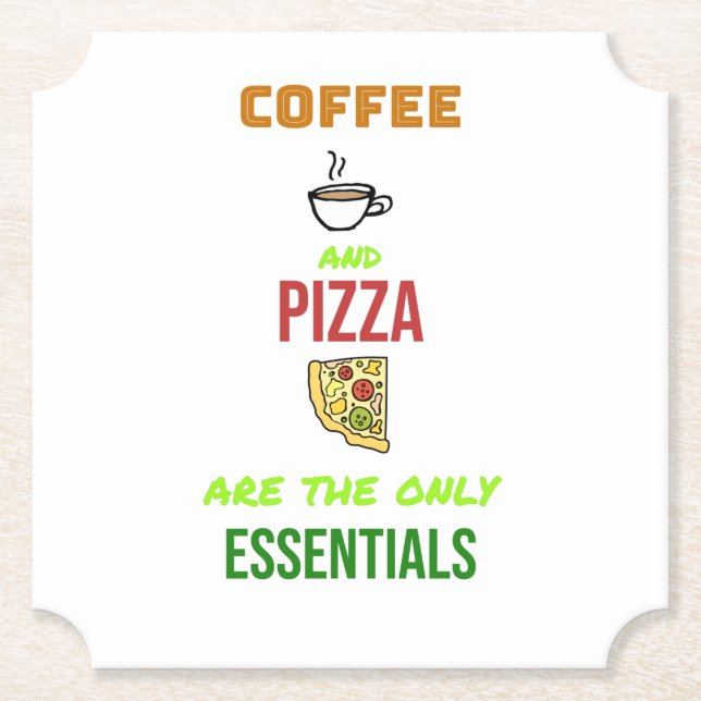 Coffee and Pizza Paper Coaster (Front)
