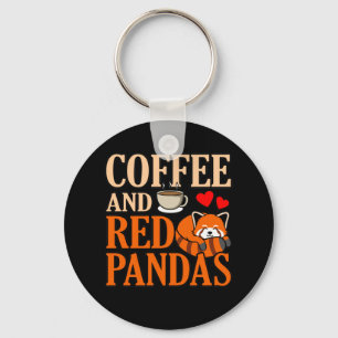 Coffee And Red Pandas Cute Pet Animal Panda Lover Key Ring