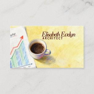 Coffee and Rising Revenue Charts Business Card