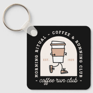 Coffee and running lovers run club funny key ring
