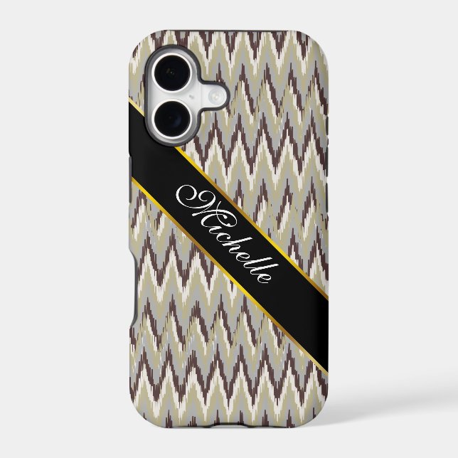 Coffee and Sage iKat ZigZag Pattern (Back)