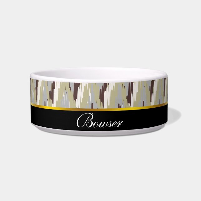 Coffee and Sage iKat ZigZag Pattern Bowl (Front)