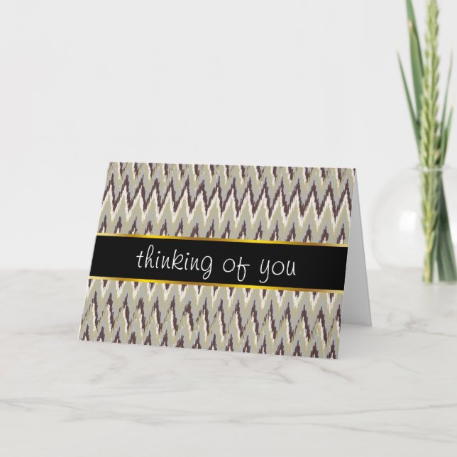 Coffee and Sage iKat ZigZag Pattern Card (Front)