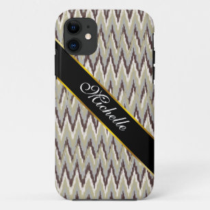Coffee and Sage iKat ZigZag Pattern Case-Mate iPhone Case