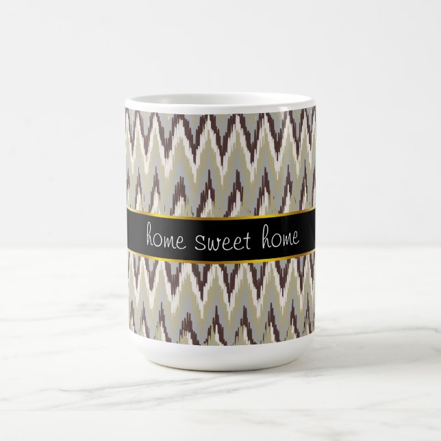 Coffee and Sage iKat ZigZag Pattern Mug (Center)