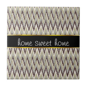 Coffee and Sage iKat ZigZag Pattern Tile
