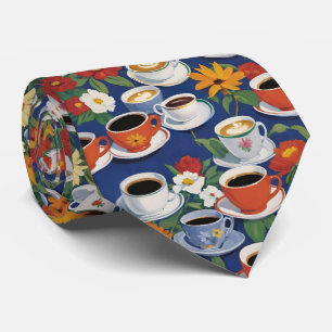 Coffee And Tea Cups Teaset Floral Blue Tie