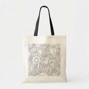 Coffee And Tea Doodle Tote Bag