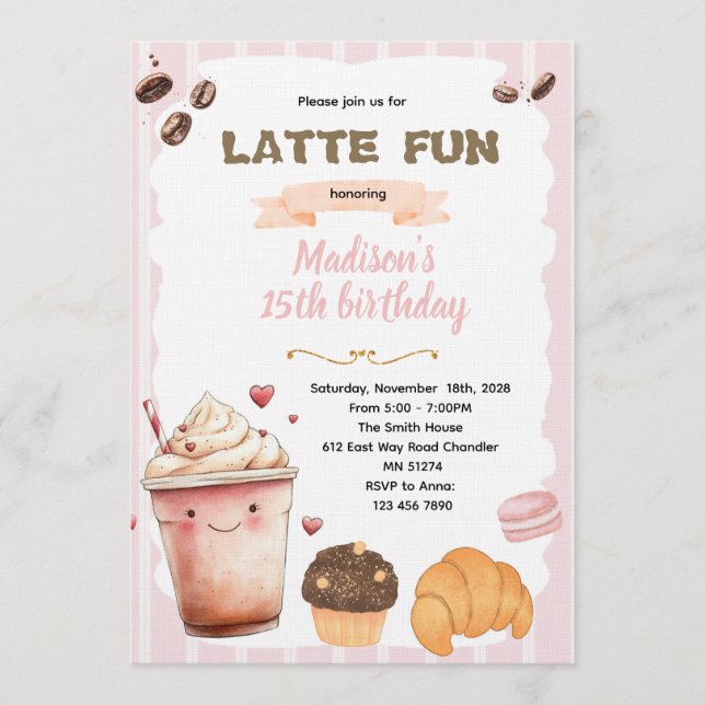 Coffee and Treats Party Invitation (Front)