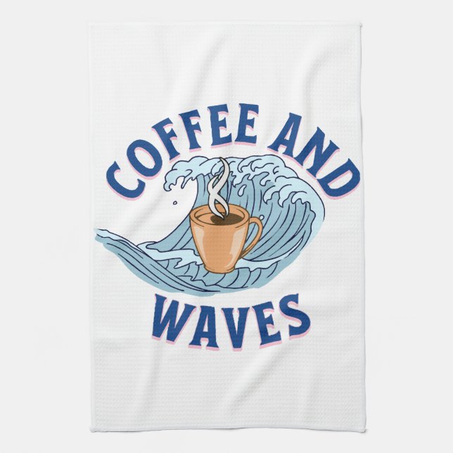 Coffee and Waves Tea Towel (Vertical)