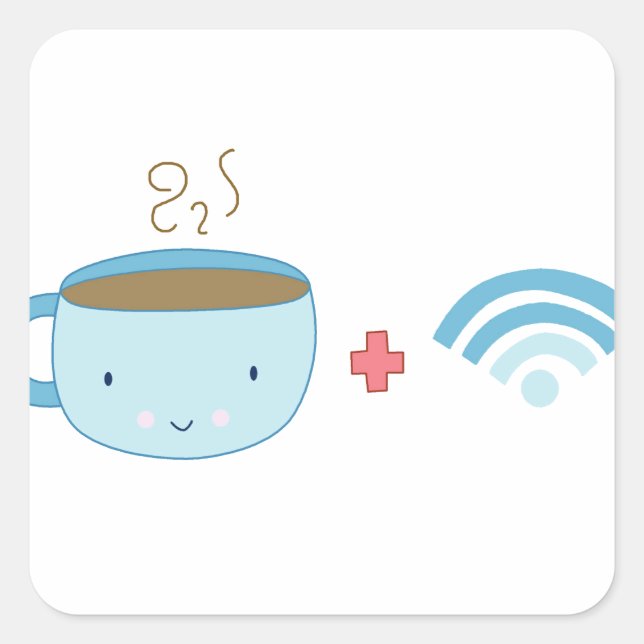 Coffee and Wifi Square Sticker (Front)