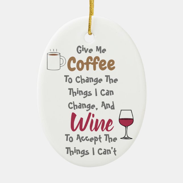 Coffee And Wine Ceramic Tree Decoration (Front)