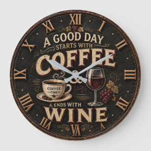 Coffee and Wine Large Clock