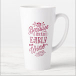 Coffee and Wine Lovers Quote Burgundy White Tall Latte Mug<br><div class="desc">White, tall latte mugs with coffee lovers quote in burgundy calligraphy. The funny coffee quote reads "because it's too early for wine". Great gift for coffee and wine lovers, with beautiful hand lettering and calligraphy in wine red / burgundy colour. Please check out our coffee quotes collection for mix and...</div>