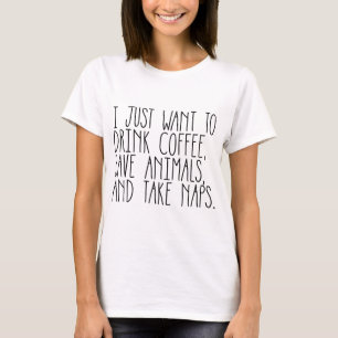 coffee animals naps T-Shirt