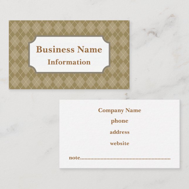 Coffee Argyle Business Card (Front/Back)
