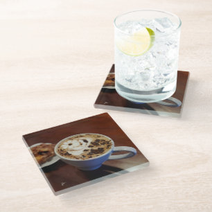 Coffee Art Cafe Latte Coffee Cup Rustic  Glass Coaster