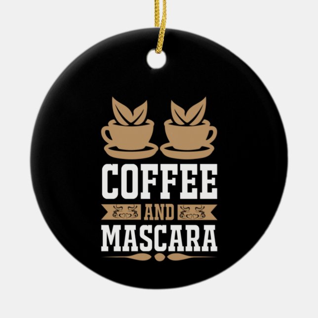 Coffee Art Coffee And Mascara Ceramic Tree Decoration (Front)