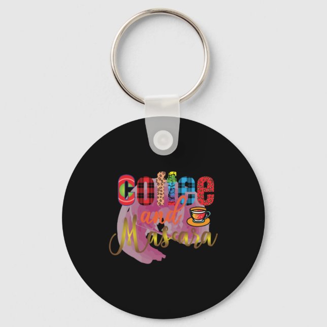 Coffee Art Coffee And Mascara Key Ring (Front)
