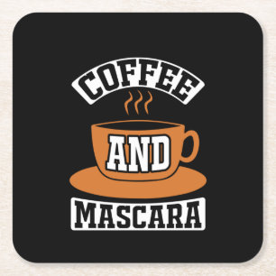 Coffee Art Coffee And Mascara Square Paper Coaster