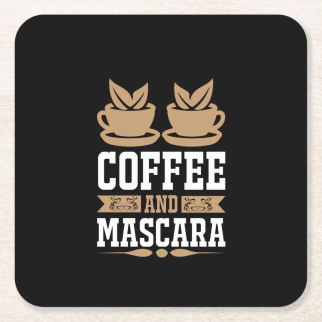 Coffee Art Coffee And Mascara Square Paper Coaster (Front)